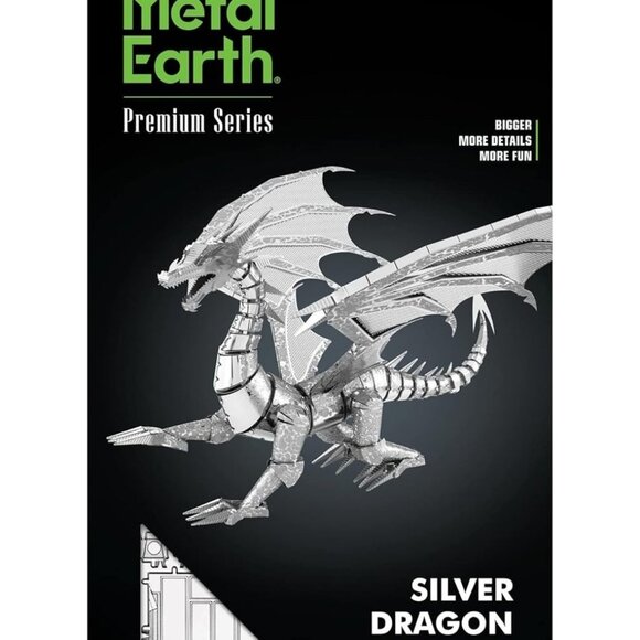 Fascinations Metal Earth Silver Dragon Model Kit Steel Model ICX023 - Picture 1 of 8